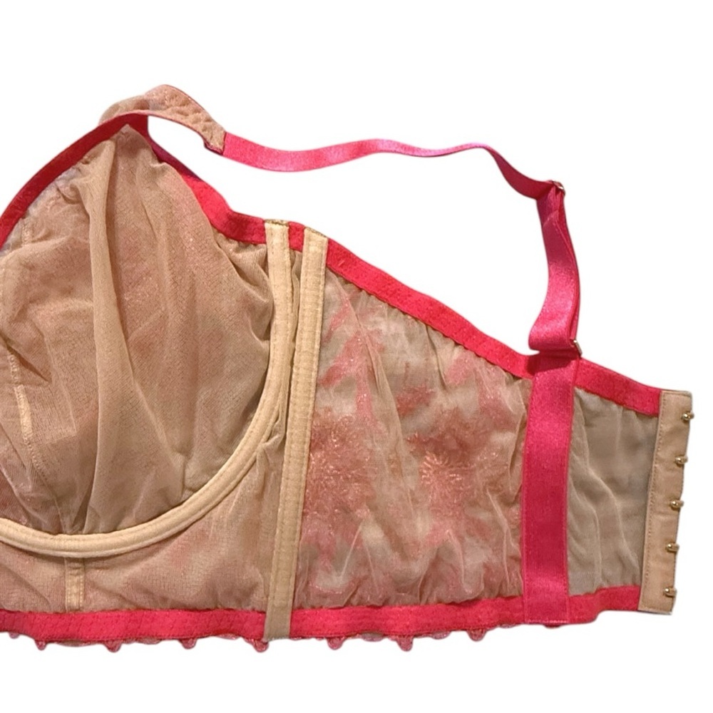 Cosabella Curvy Lace Underwire Bra Large Nude Pink Sheer Floral Embroidery NWT - Picture 5 of 8
